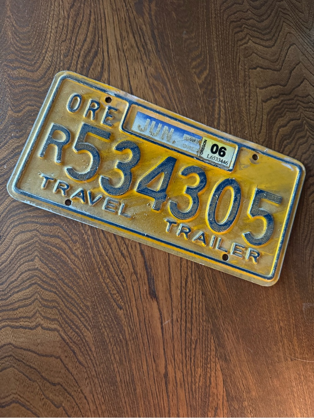 Vintage 1980’s Oregon Aluminum Travel Trailer Full Size License Plate